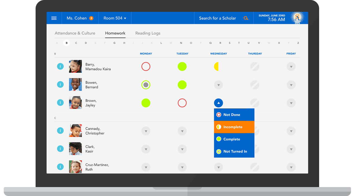 Success Academy Kiosk  - Homework